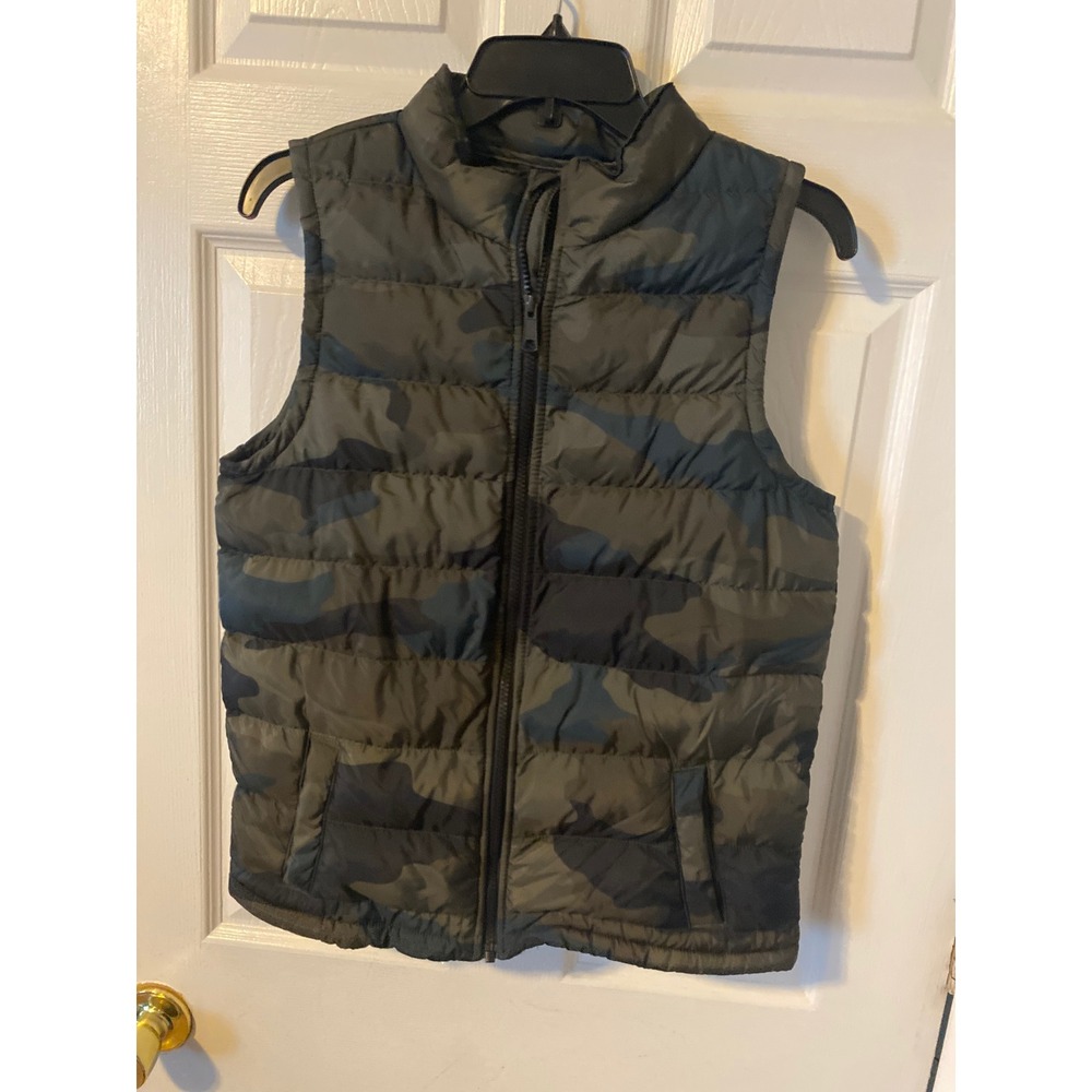 Sonoma Goods For Life Mens XL Camo Puffer Vest Green Black Camouflage Full Zip